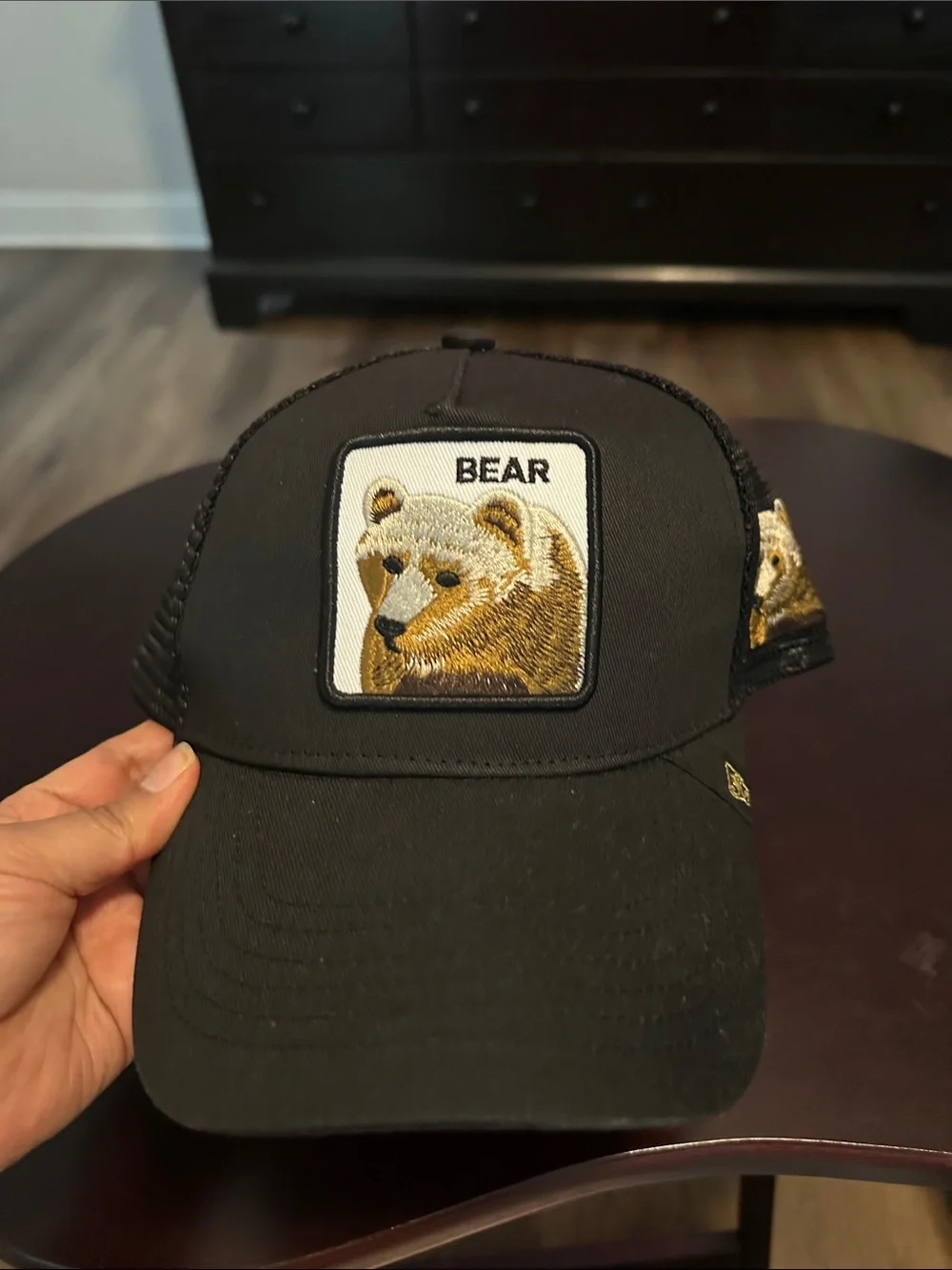 Goorin Bros Black 'Bear' Patch Trucker Hat